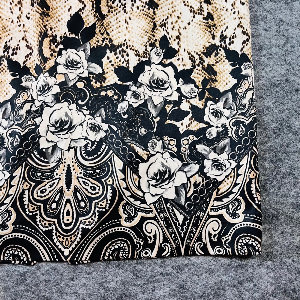 White House Black Market Pencil Skirt Womens 12 Tan Snakeskin Floral Office Chic - Picture 3 of 10